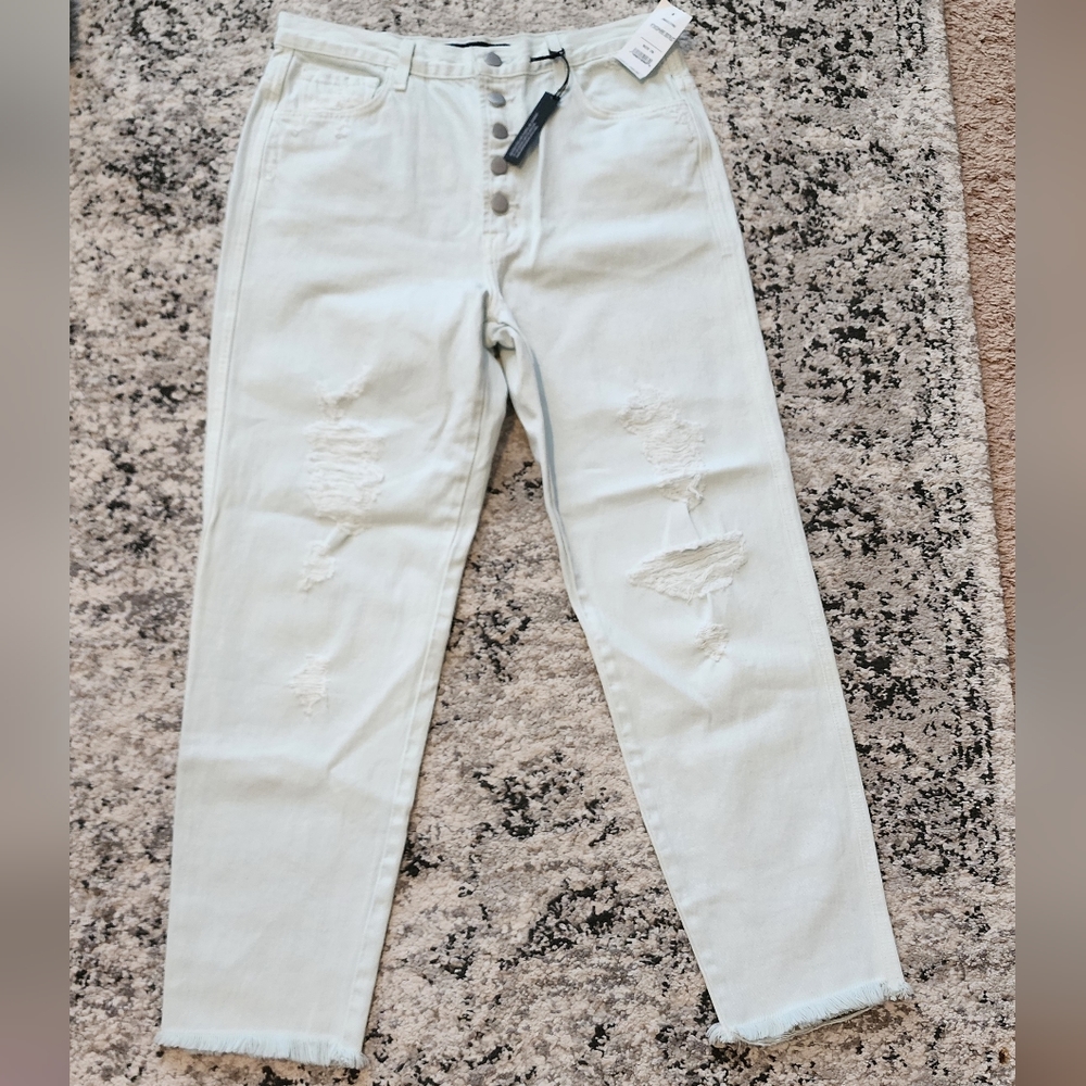 J BRAND Heather Highrise Slim Straight Hydrosphere Destruct Jeans W Size…